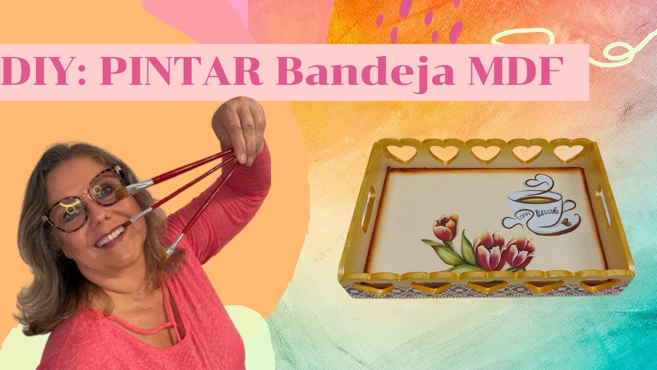 ✅ Como pintar uma bandeja de MDF | Célia Camargo artesanato