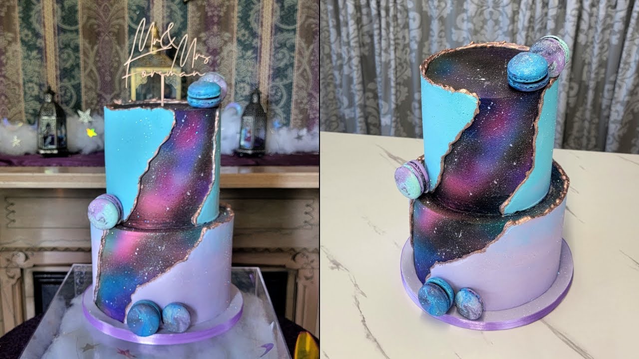 STUNNING Buttercream Galaxy Fault Line Cake! | How to easily add Sparkle | Cake Decorating Tutorial