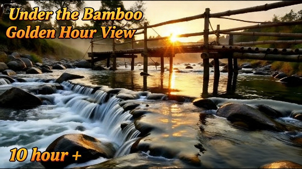 Fall Asleep Fast 🌇 10+ Hours of Peaceful Sunset Stream & Soft Waterfall Ambience