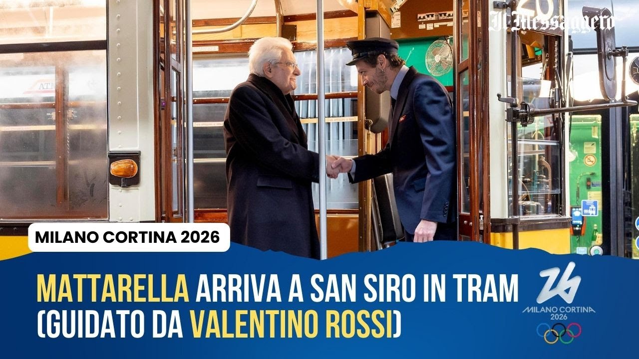 Milano-Cortina, Mattarella arriva a San Siro in tram (guidato da Valentino Rossi)