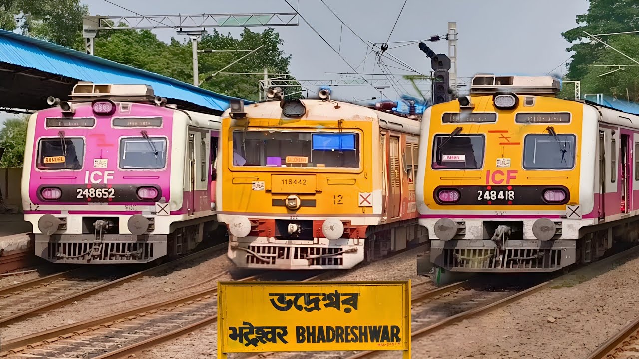 Different EMU Locals & Express action spotted at Bhadreswar #indianrailways #traingadi #howrah #icf