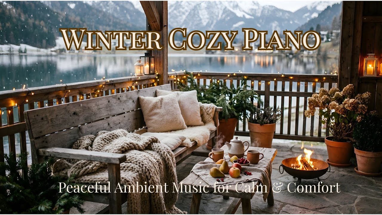 Cozy Piano Ambience by the Lake 🌿Warm Veranda, Firelight & Deep Relaxation