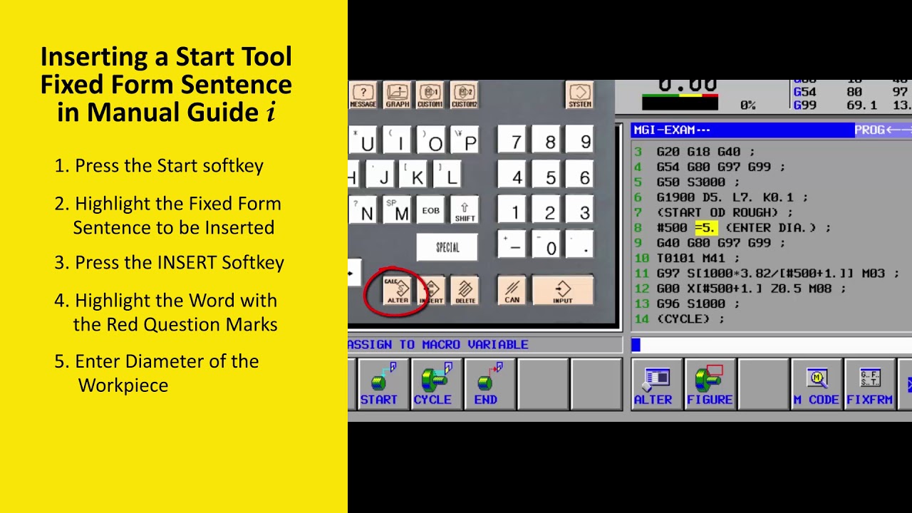 MANUAL GUIDE i - Inserting a Start Tool Fixed Form Sentence