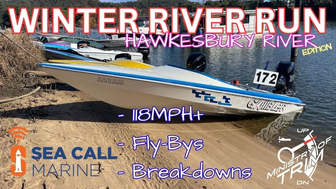 Winter Powerboat Run on the Hawkesbury River with 15 Ski Boats. HIT SUBSCRIBE