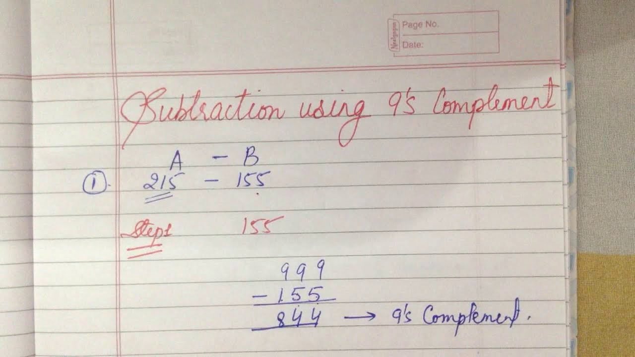 Subtraction using 9's complement in hindi