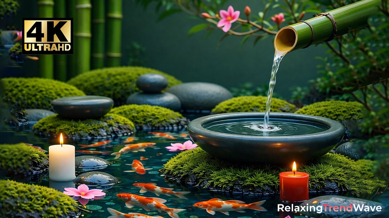 🌿11 Hours Peacefull Relaxing Music Bamboo Flute Water Sound🌿