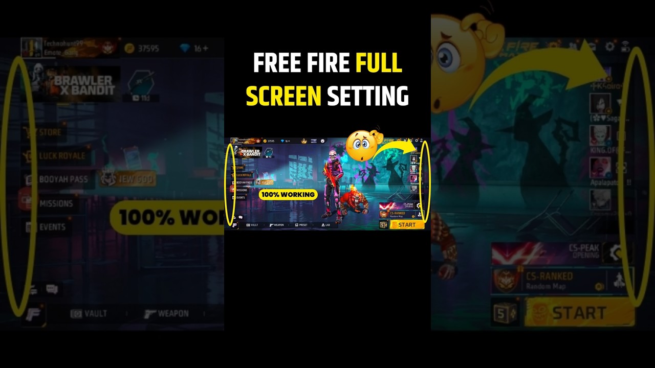 Free Fire me Full screen kaise kare | free fire full screen setting