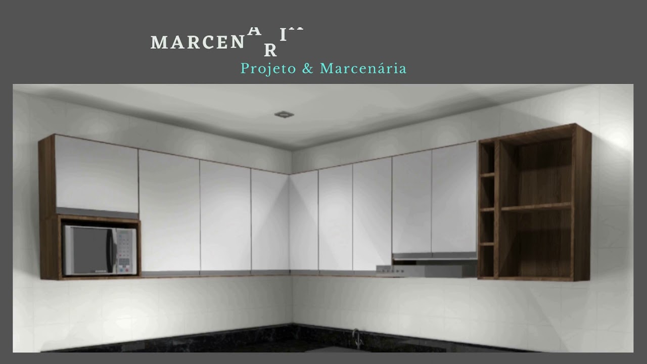 Projeto e Arm&aacute;rio sobre Bancada de (MDF) Branco & Nogueira Cadiz