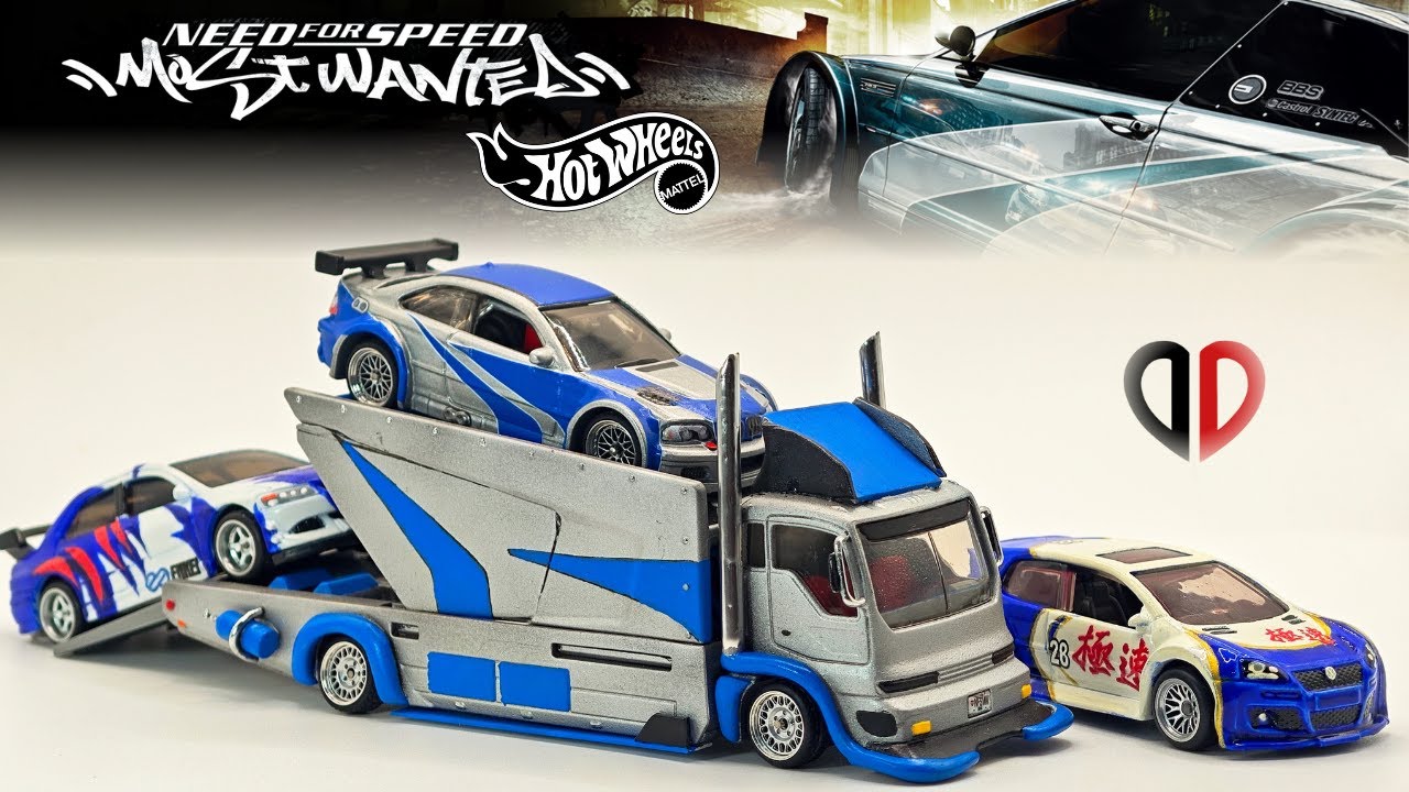 NFS Most Wanted BMW M3 GTR & Hauler | Hot Wheels Custom