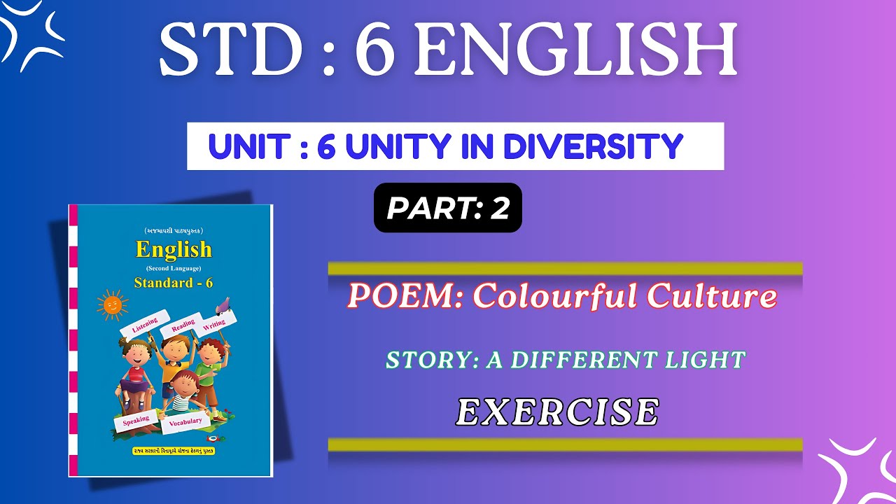 STD 6 English | Unit 6 Unity In Diversity | Poem Colourful Culture | Story A Different Light| Part 2