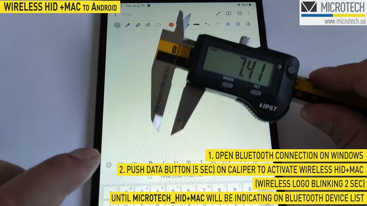 Wireless caliper IP67