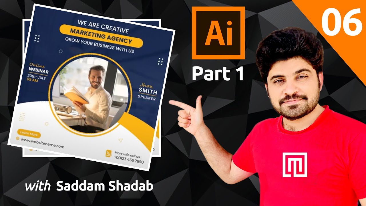Adobe Illustrator in urdu | Social media post design | Class 6 - Part 1