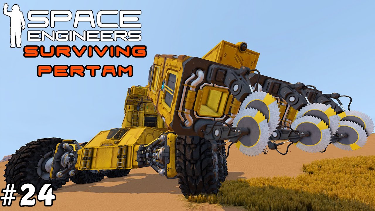 Space Engineers Surviving Pertam: Building A Simple Crane System | Part 24