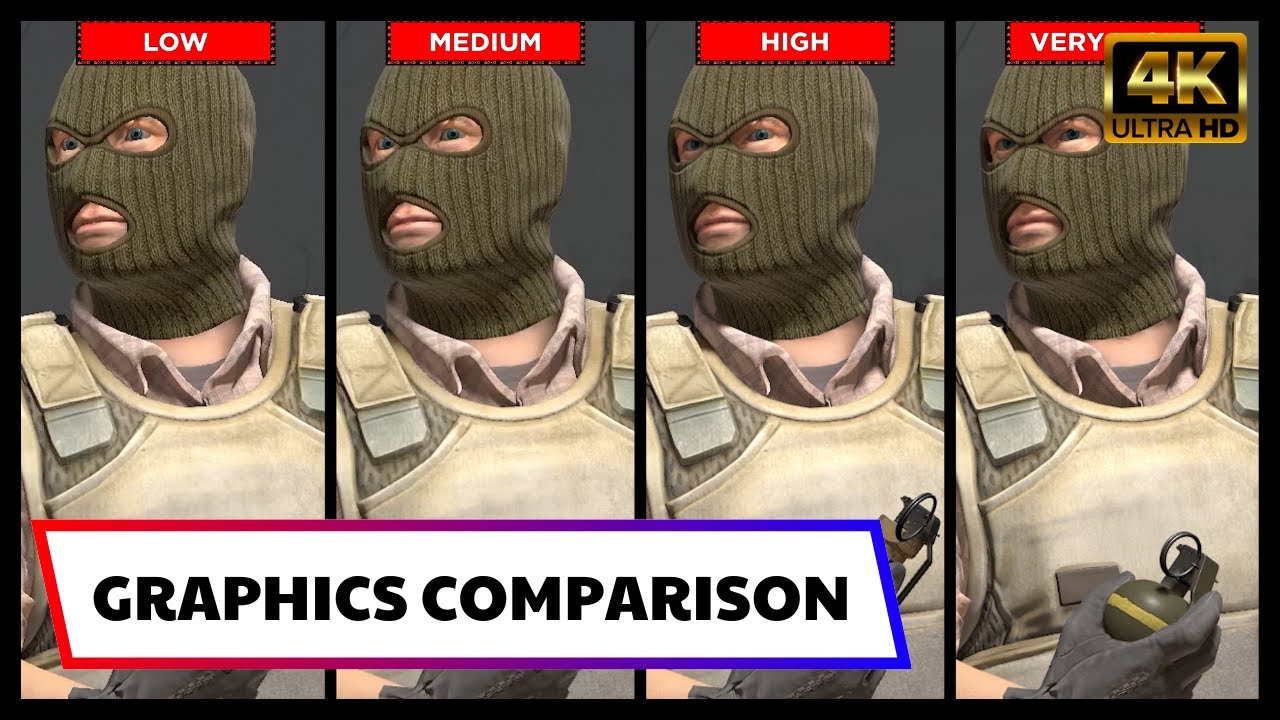 Counter Strike 2  [ Low  - Medium - High -  Very High ]  Graphics Comparison [4K]