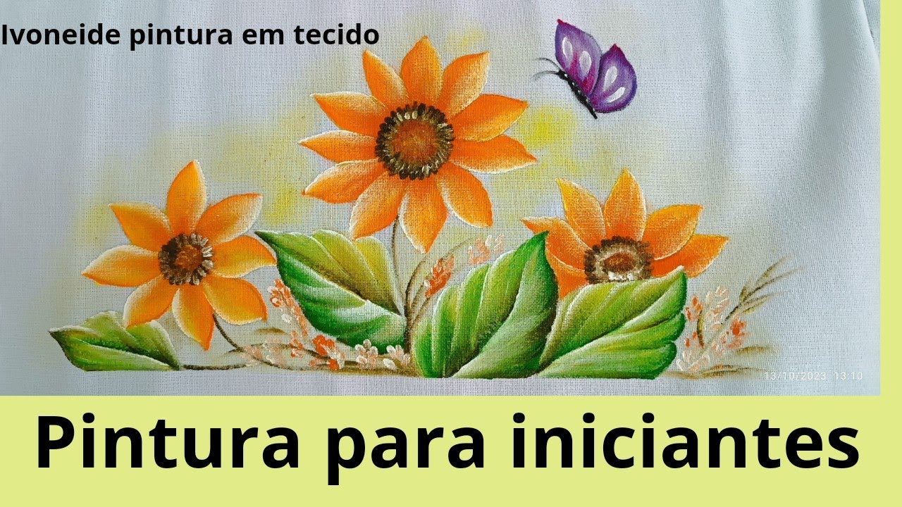 Como pintar girassol com borboleta. Apostilas de riscos Flores da Primavera.#rendaextra#seinscreve