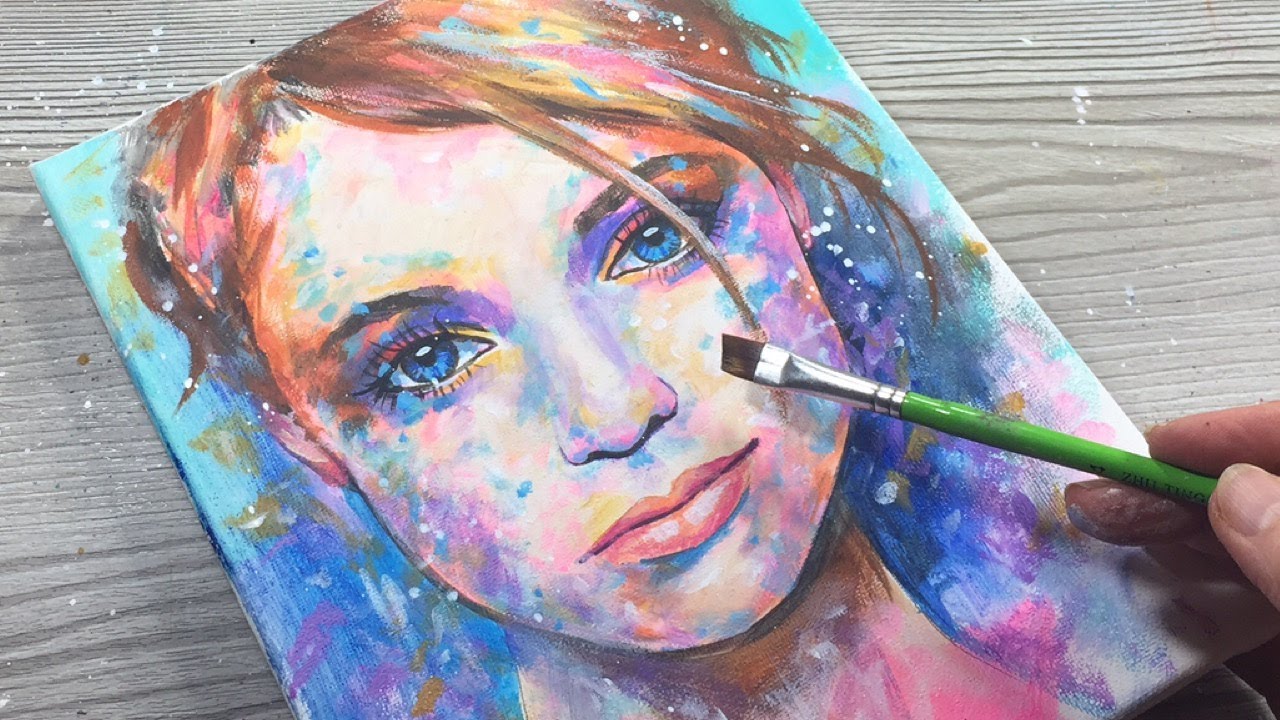 HOW I ADD COLOURS IN PAINTING / Acrylic on Canvas / GIRL PORTRAIT