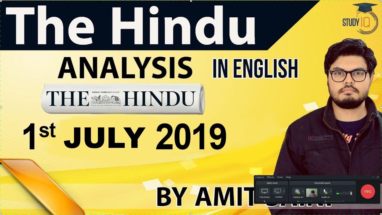 English 1 JULY 2019 - The Hindu Editorial News Paper Analysis [UPSC/SSC/IBPS] Current Affairs
