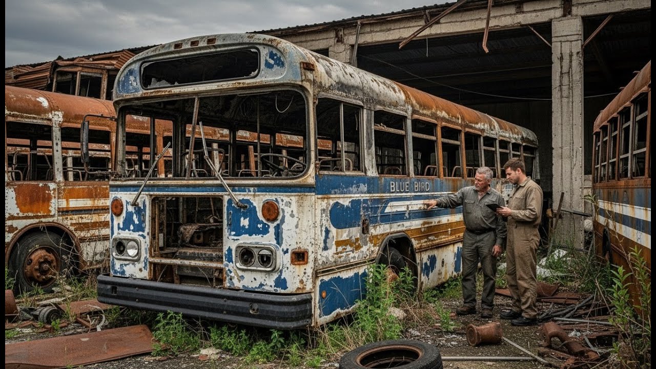 1995 Blue Bird All American Full Restoration from Burnt to New - ASMR bus Restoration!