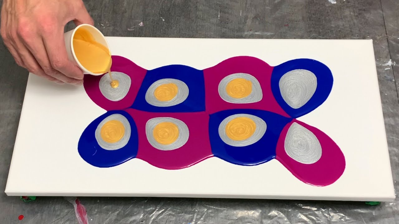 GORGEOUS Gold & Silver! Metallic Puddle Pour ~ Acrylic Pouring Turorial