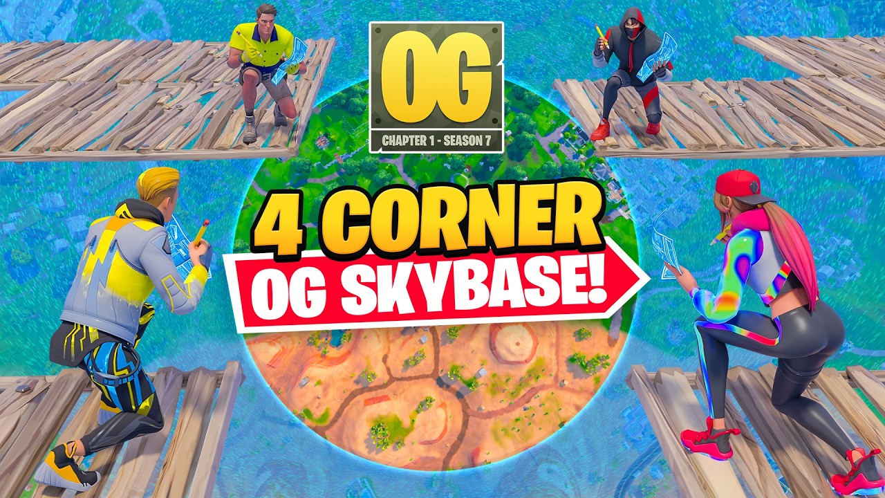 4 Corner Skybase Challenge in OG Fortnite!