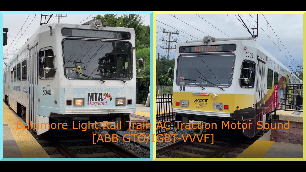 Baltimore Light Rail Train AC Traction Motor Sound [ABB GTO/IGBT-VVVF]
