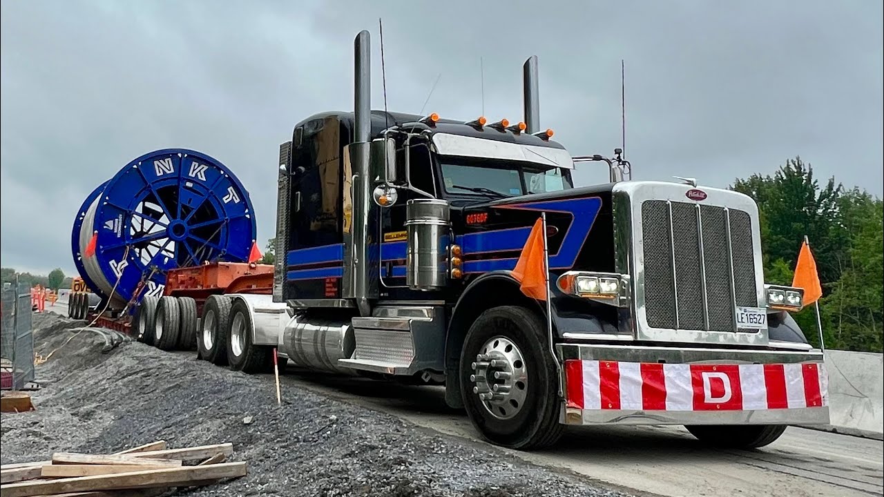 Transporting a Cable Reel in Quebec. Testing out the Peterbilt 389