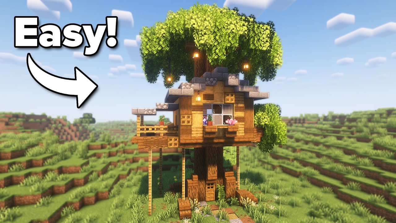 Minecraft: Simple Survival Treehouse | Tutorial🏠
