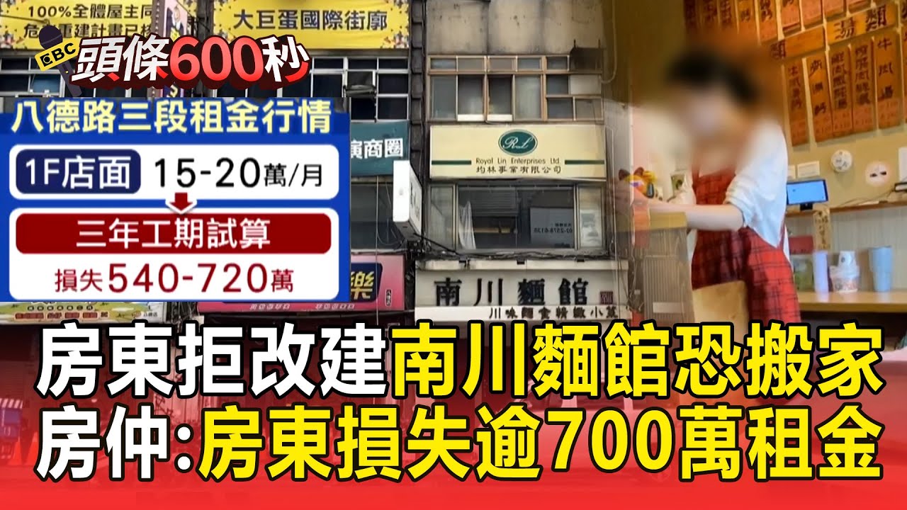 700萬租金損失+放棄改建紅利？ 房東拒改建「南川麵館被夾擊」成都更孤島！【頭條600秒】