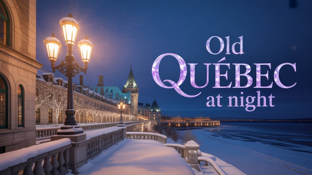 Walking Old Québec in Winter Night – Château Frontenac Upper Town 4K
