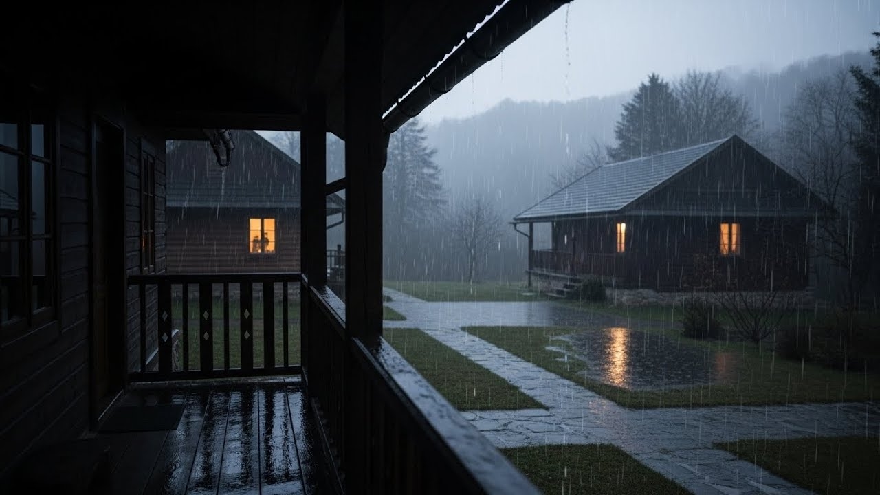 Rainy Night at the Old Mountain Cottage | 4 Hours Cozy Rain Ambience - No Music
