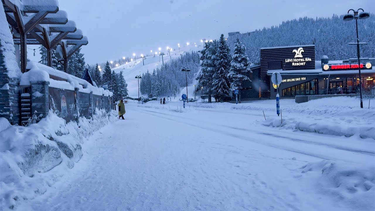 Walking in Levi, Lapland in 4K, December 2025