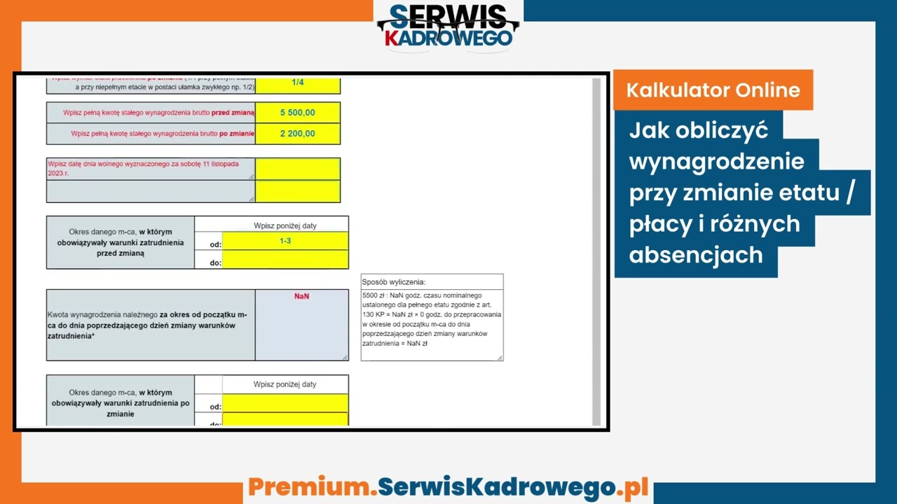Jak obliczyć wynagrodzenie przy zmianie etatu / płacy i różnych absencjach