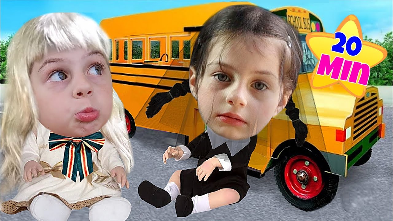 Mimi e Julinha em Histórias Engraçadas sobre BEBÊS e ÔNIBUS ESCOLAR para crianças