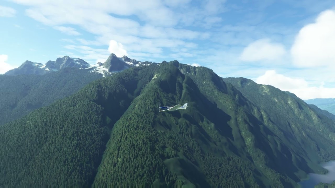 Flight thru the Northern Cascades from Concrete, Washington to Winthrop, Washington, USA in MSFS