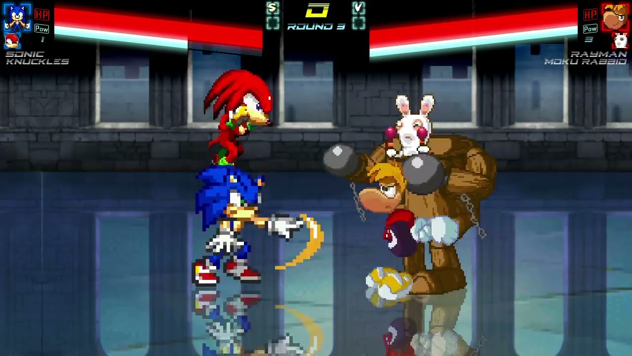Mugen Battle - Sonic and Knuckles VS Rayman and Moku Rabbid