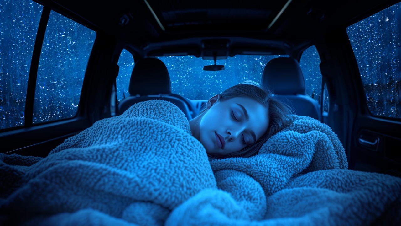 Relaxing Rain in Car for Stress Relief Sleep