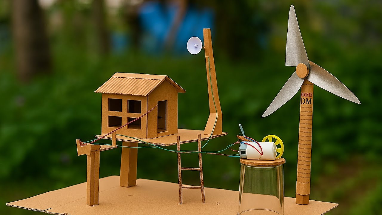 DIY Human-Powered Electricity | Lights & Fan Working in Mini Cardboard House