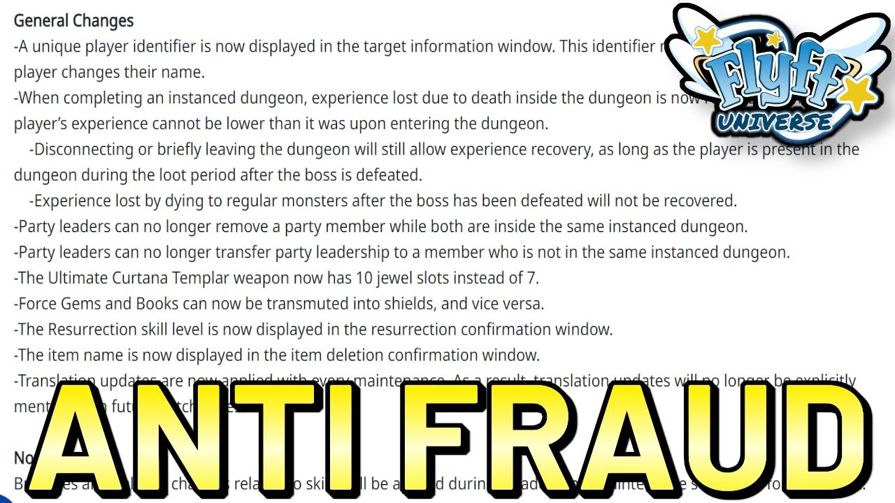 Der Anti Betrugs Patch in Flyff Universe!
