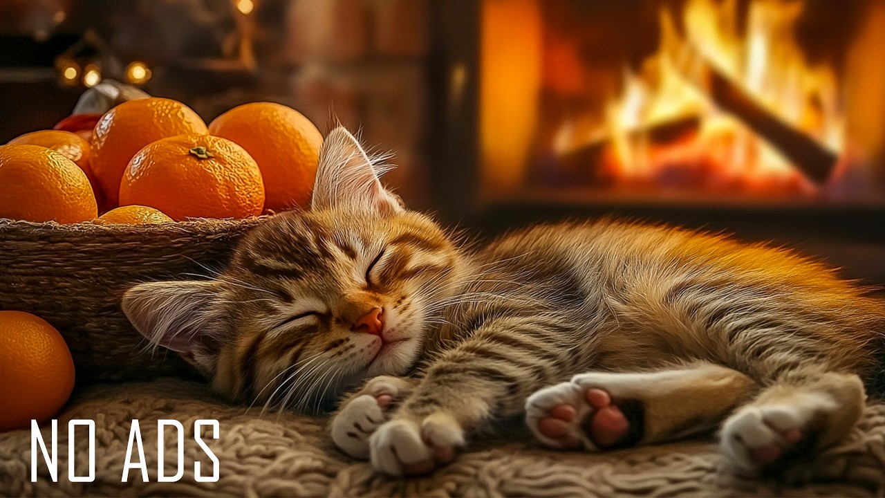 😻🔥 Музыка для 12-часового кошачьего сна | Теплые звуки фортепиано и огня для снятия тревоги разлуки