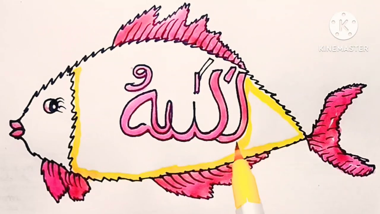 Cute yummy fish drowning easy step by step ll Easy coloring Como cizim fish panting 