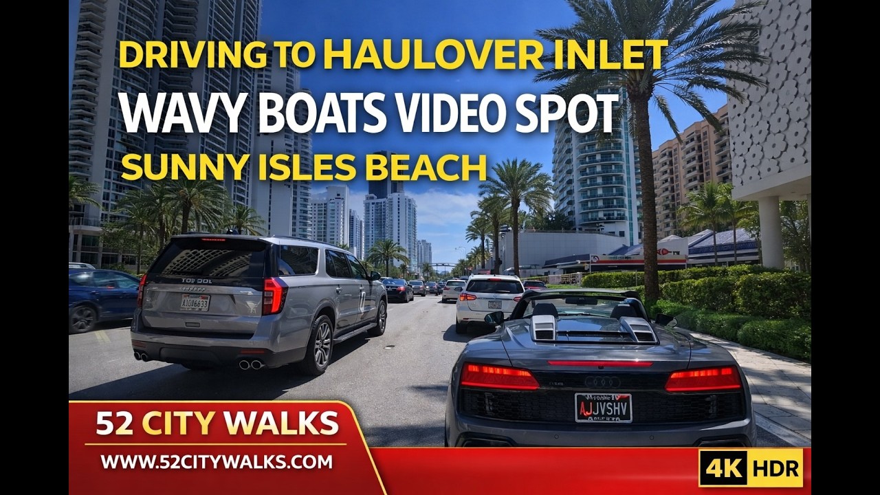 👉 Driving to Haulover Inlet Wavy Boats Video Spot 🌊 A1A Sunny Isles Beach 4K