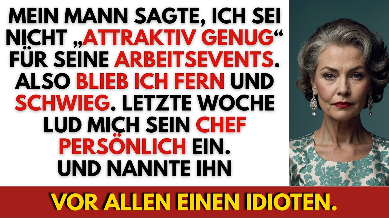 Mein Mann sagte, ich sei nicht attraktiv für seine Karriere – dann lud mich sein Chef allein ein