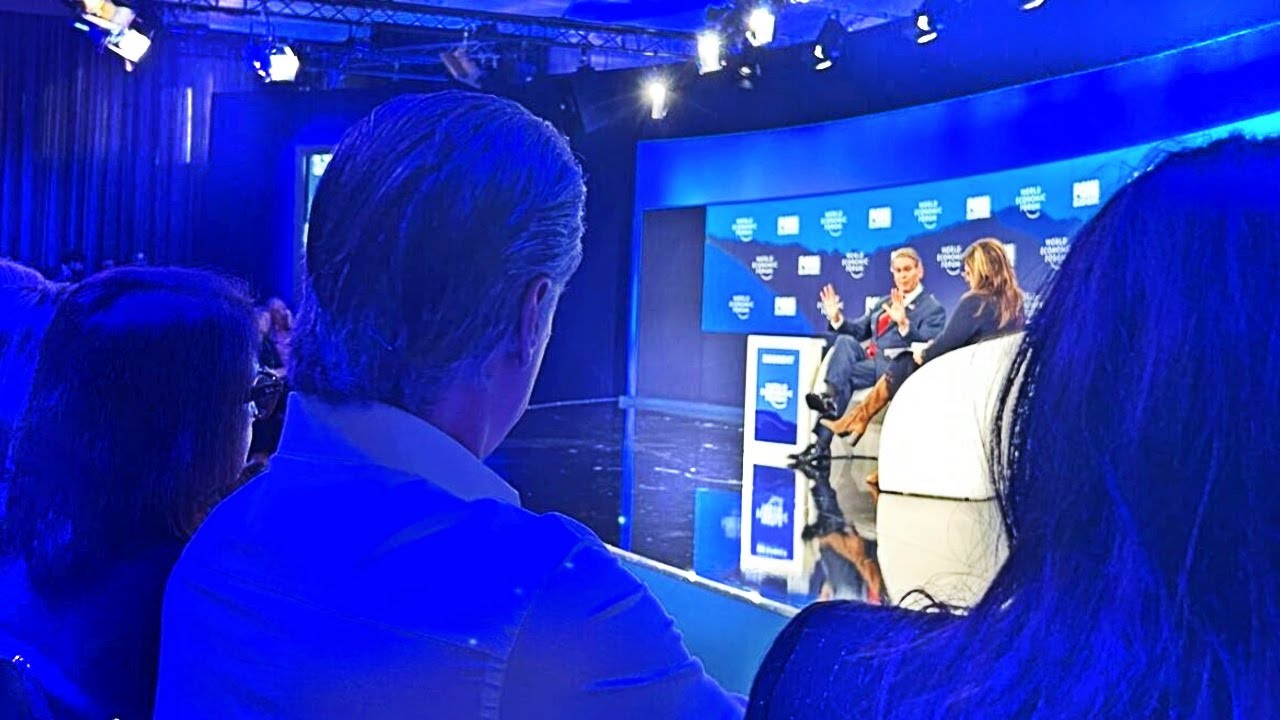 Gavin Newsom Trolls Trump Treasury Secretary After Sliding Into Front Row at Davos