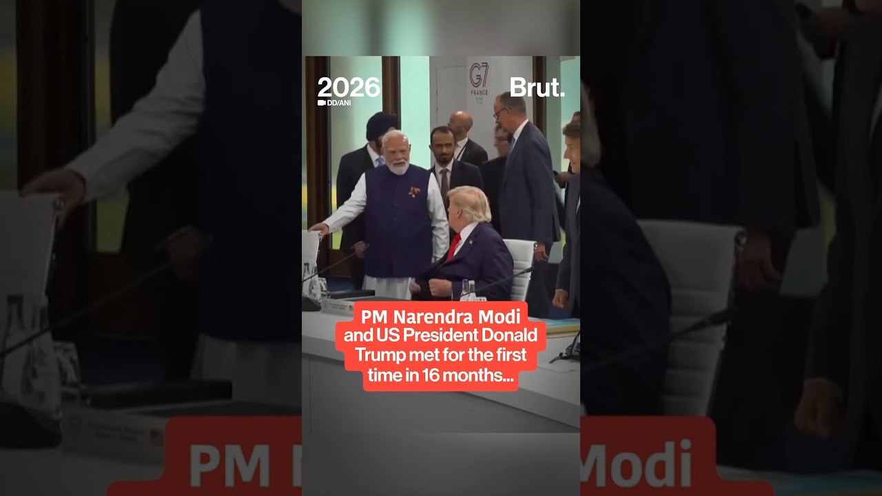 PM Modi and Donald Trump shake hands in France