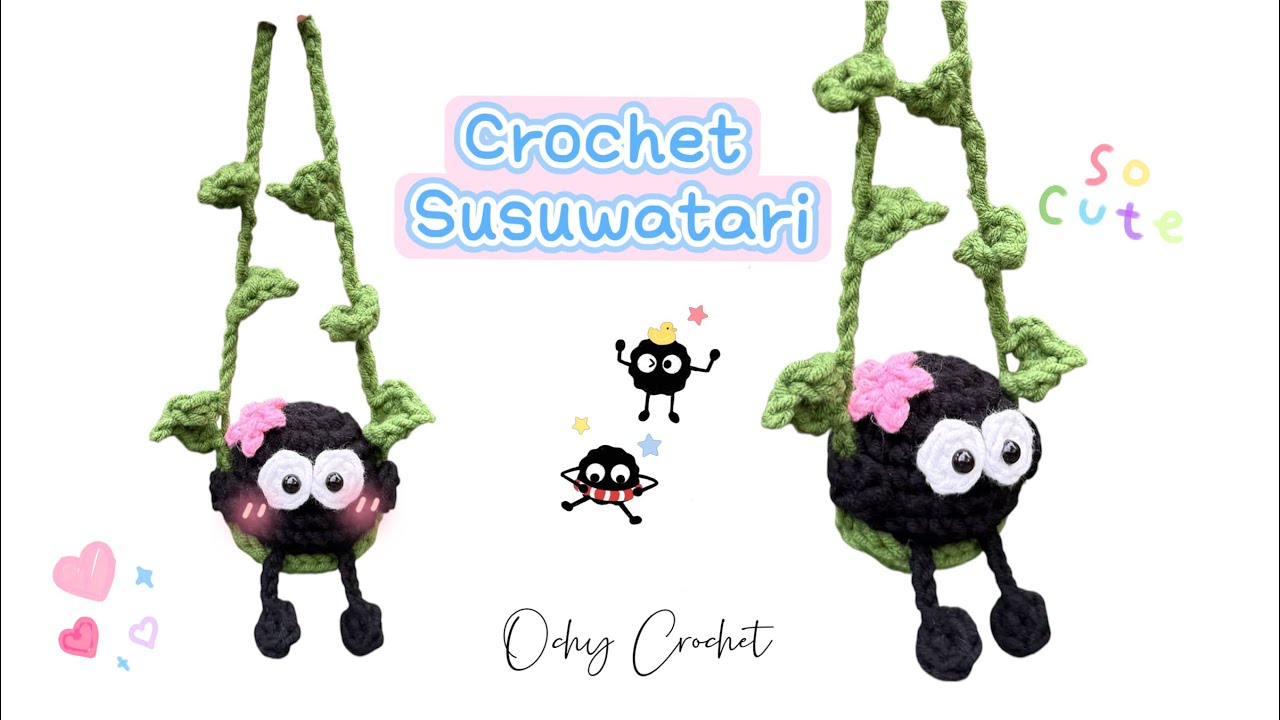 Crochet Susuwatari Swing 🍃| Step by Step Amigurumi Guide | Móc len con bồ hóng đu dây dễ thương
