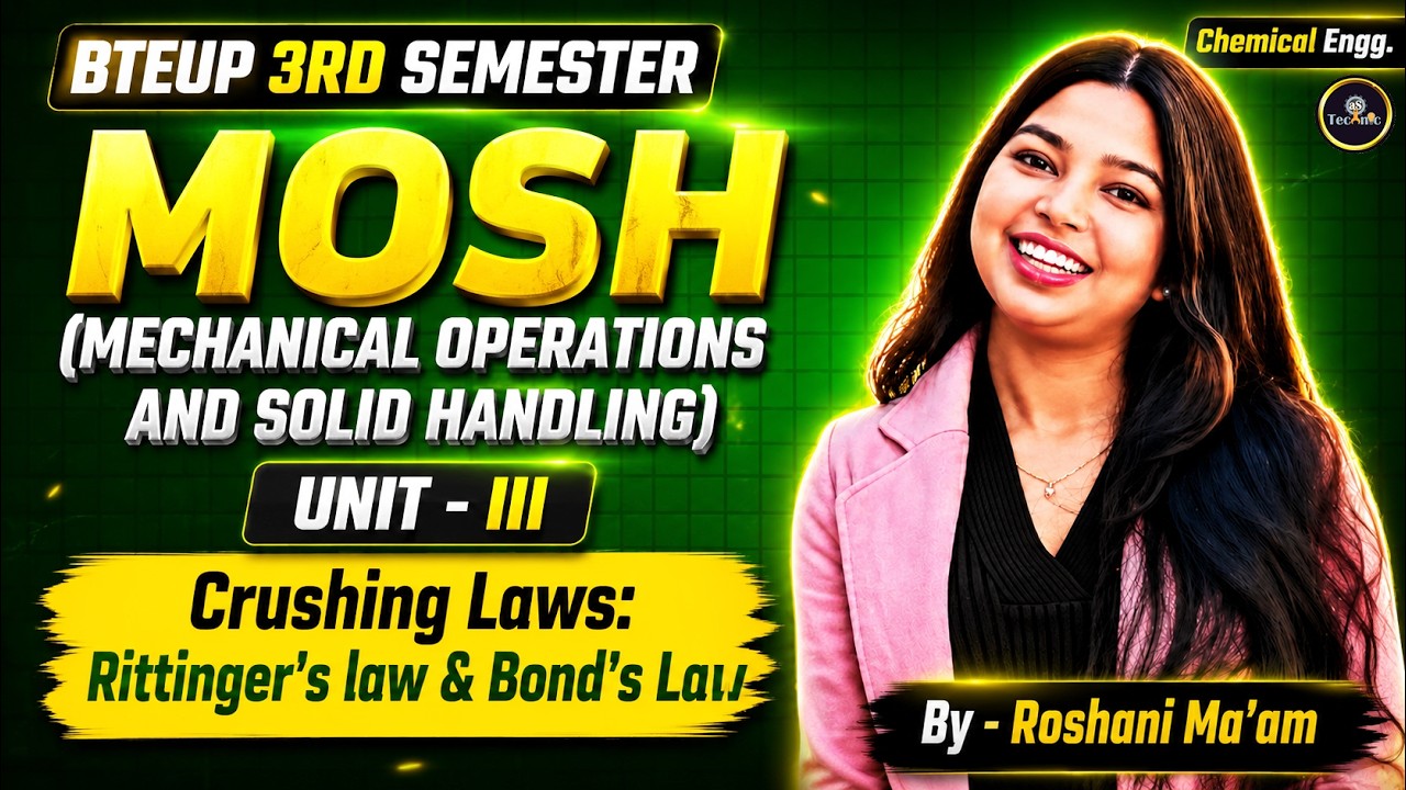MOSH | Unit-3 | Crushing Laws: Rittinger law & Bond's Law | BTEUP Chemical Engg 3rd Sem #astechnic