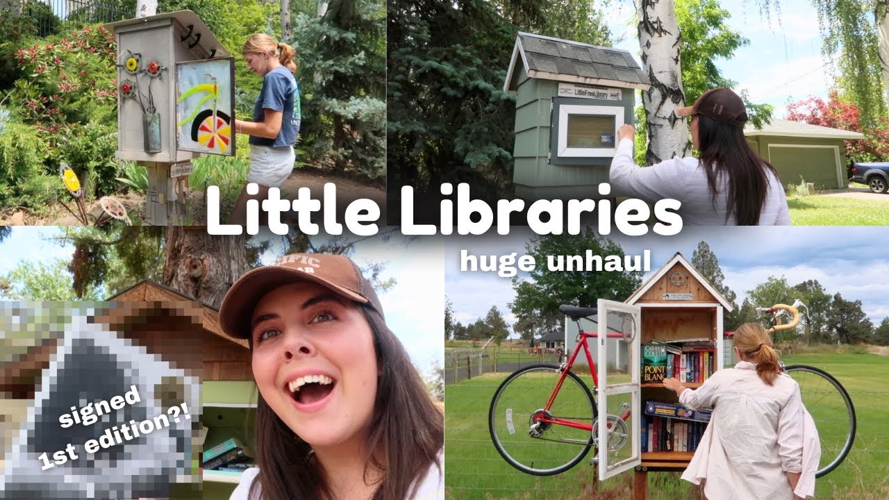 Little Free Library Vlog 📖☕️🌟 *massive book unhaul, thrifting books, book shopping*