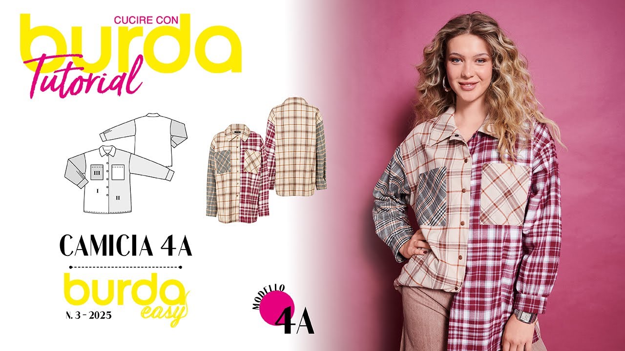Cucire con Burda: Camicia a quadri 4A - Burda Easy 3/2025