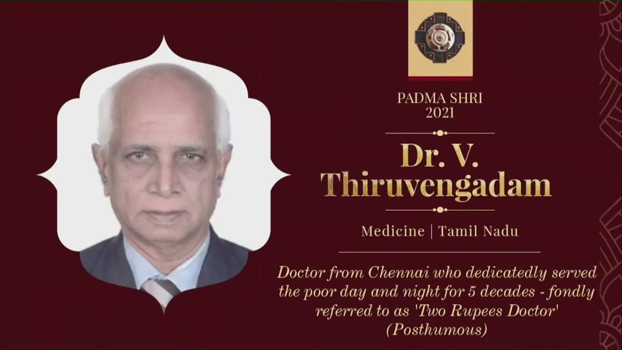President Kovind presents Padma Shri to Dr V. Thiruvengadam (Posthumous) for Medicine