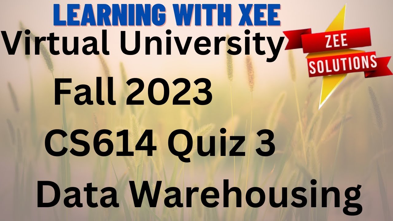 CS614 Data Warehousing Quiz 3 Fall 2023 Virtual University of Pakistan